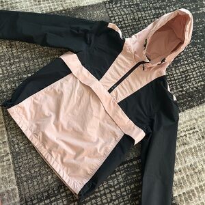 Divided Two-Tone Hooded Jacket in Pink and Black